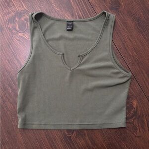 SHEIN Olive Ribbed Tank Top